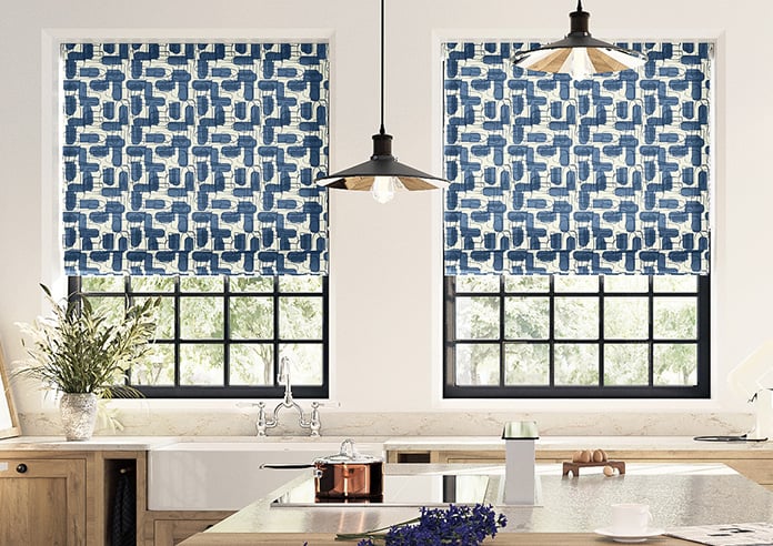 Meander, Navy - Twist&Fit Roman Blind - Image 3